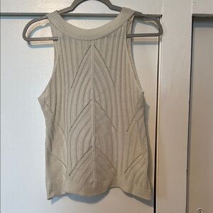Elegant Cream Sleeveless Knit Top
